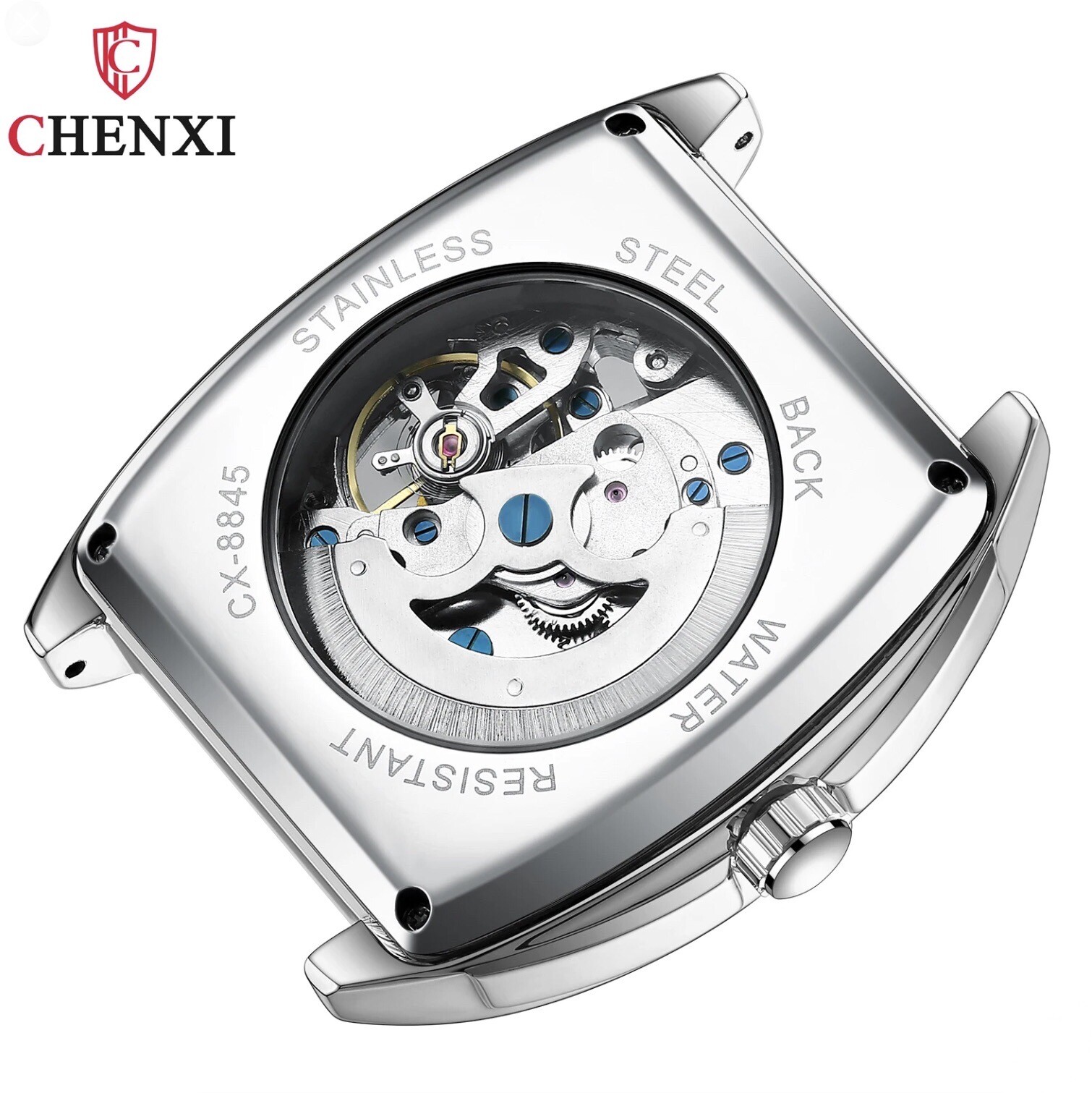 CHENXI Men’s Skeleton Automatic Mechanical Tonneau Shaped Watch Waterproof Gift