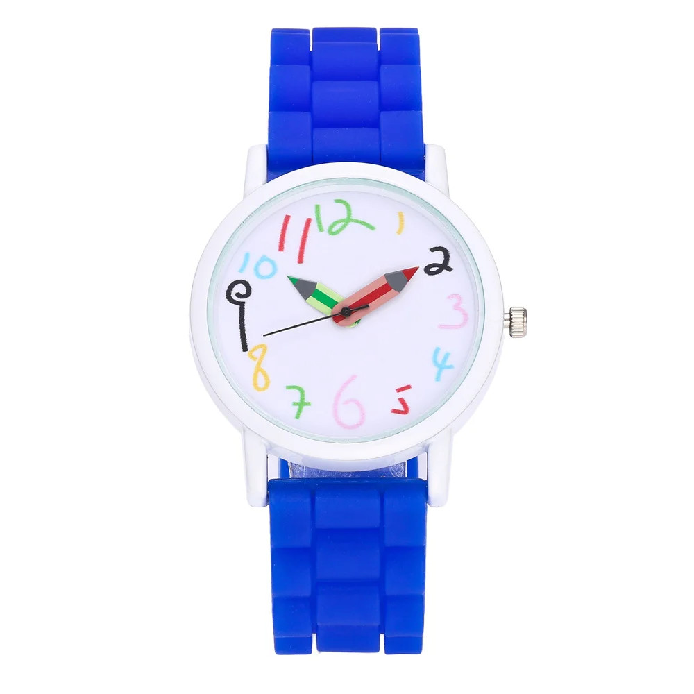 Women Digital Quartz Watch Pencil Design Silicone Jelly Multicolour Wristwatch