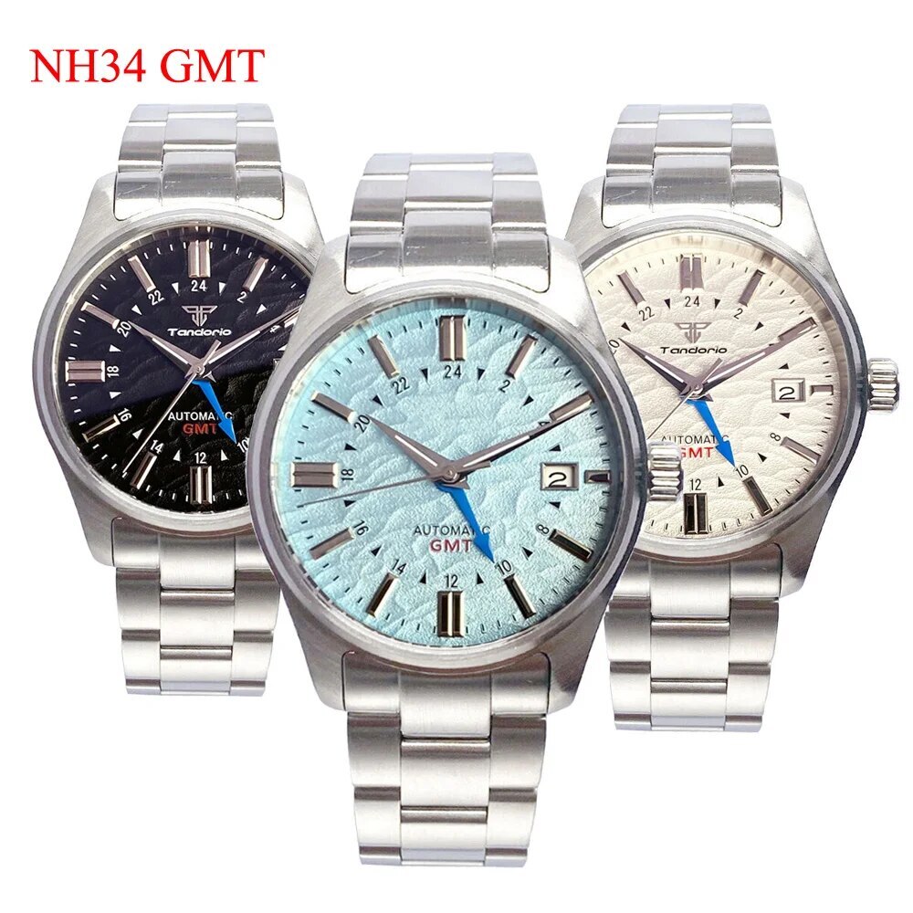 Elegance 200M Dive NH34A GMT Blue Black White 39mm Automatic Pilot Watches Men