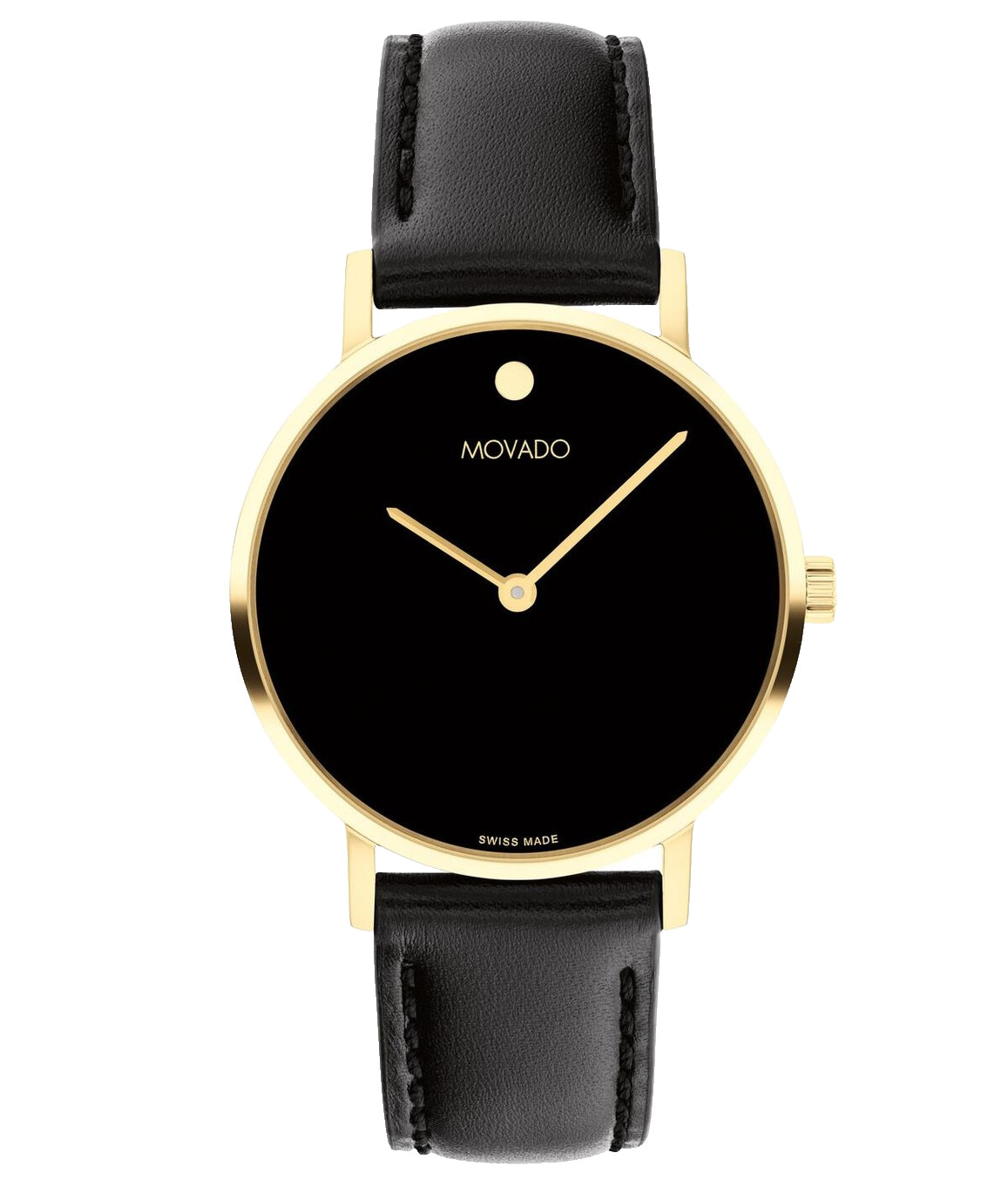 MOVADO SIGNATURE 0607944 BLACK DIAL & LEATHER STRAP QUARTZ 32MM WOMENS WATCH