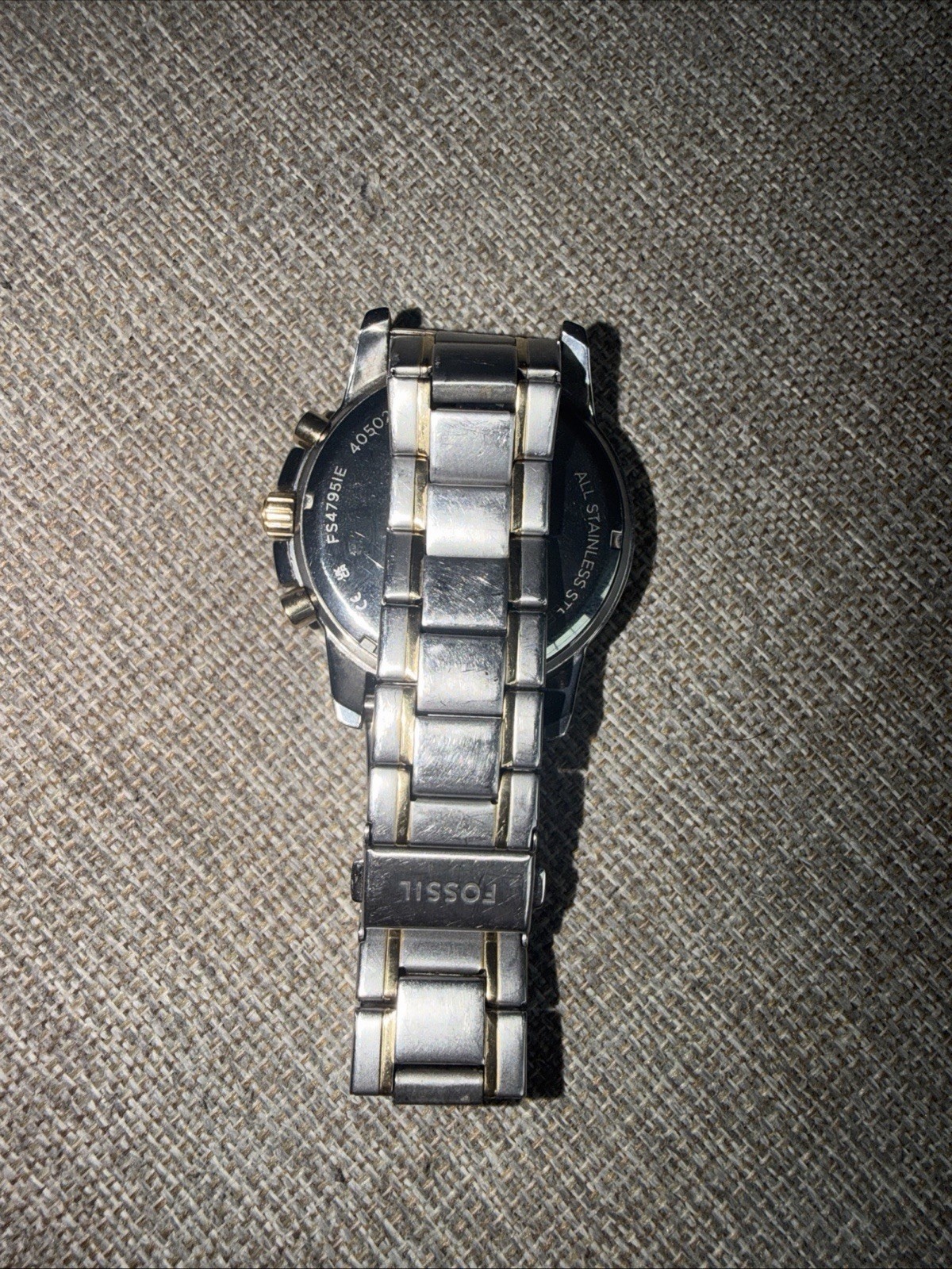 Fossil Dean Chronograph Dial Two Tone Steel FS4795IE Quartz 45mm Silver – Read
