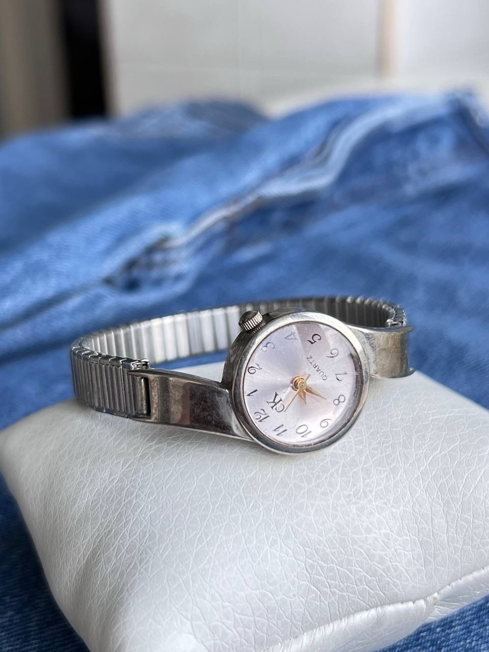Vintage 1990s Calvin Klein quartz Geometric Watch Futuristic Bracelet Steel Y2K