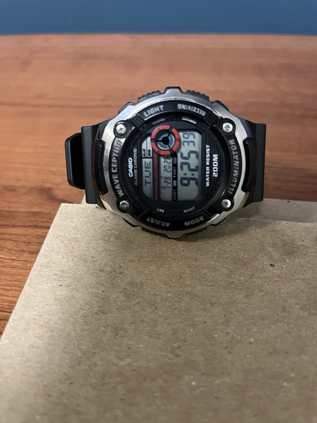 Casio Wave Ceptor 200M Atomic Digital Men’s Watch Alarm Chrono Black Resin
