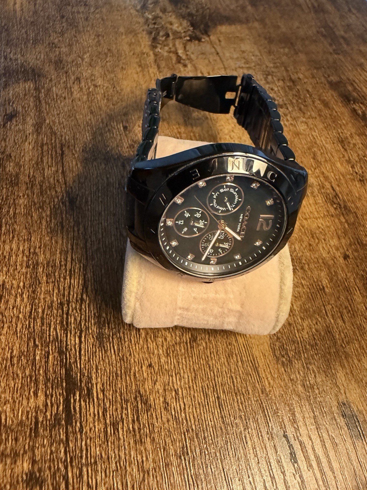 Coach Tristen Black Multi-Function 36mm Dial Crystal Accented Watch