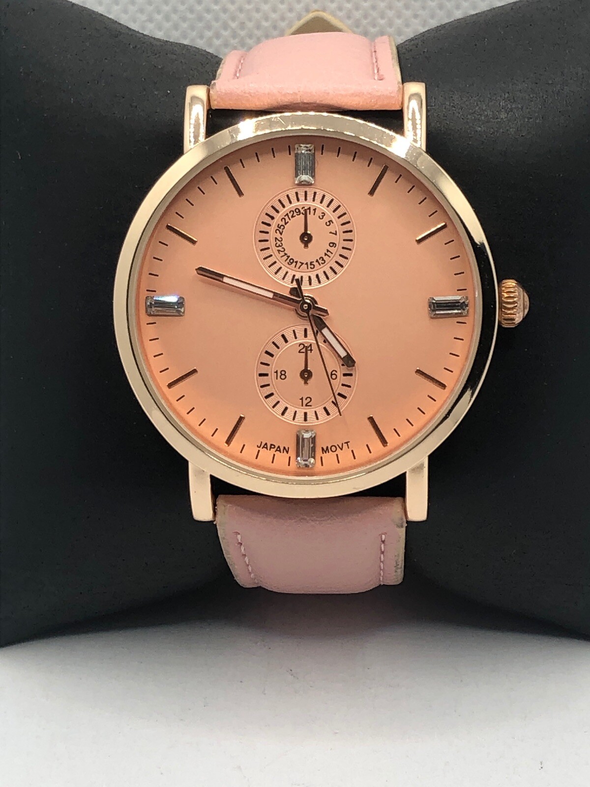 SR626SW Unisex PinkLeather Analog Pink Dial Quartz Genuine Wrist Watch KS476