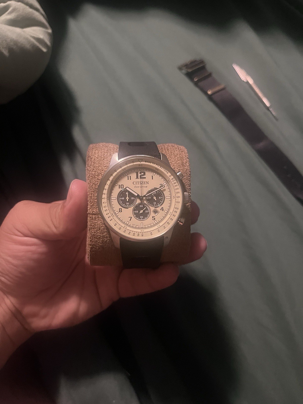 Citizen CA4500-08X Eco-Drive Chronograph Beige dial w/Racing Strap and nato