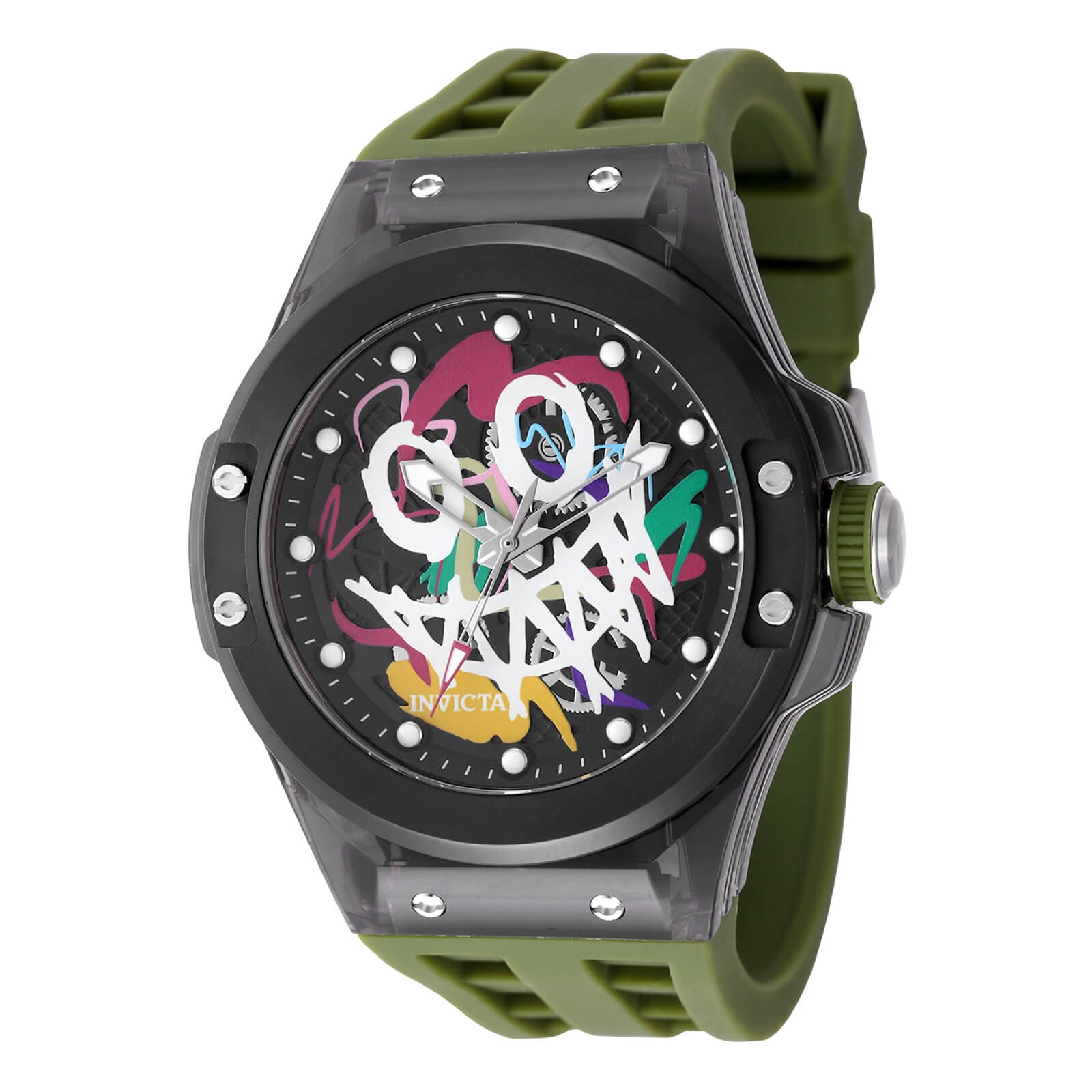 Invicta Men’s Watch Sea Base Rogue Iridescent and Black Dial Green Strap 50006