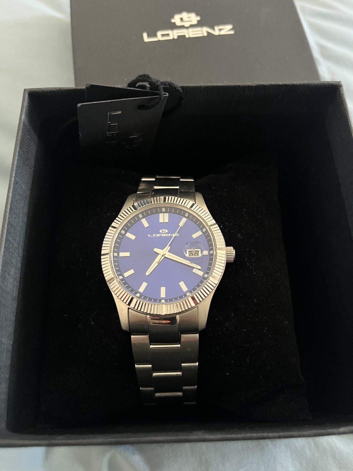 Lorenz LZ26978EE Silver/Blue Dial Men’s Wrist Watch With Box