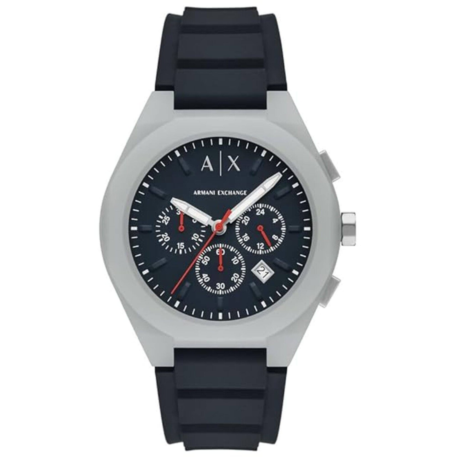 Armani Exchange Men’s Watch Sync Chronograph Black Dial Silicone Strap AX4190