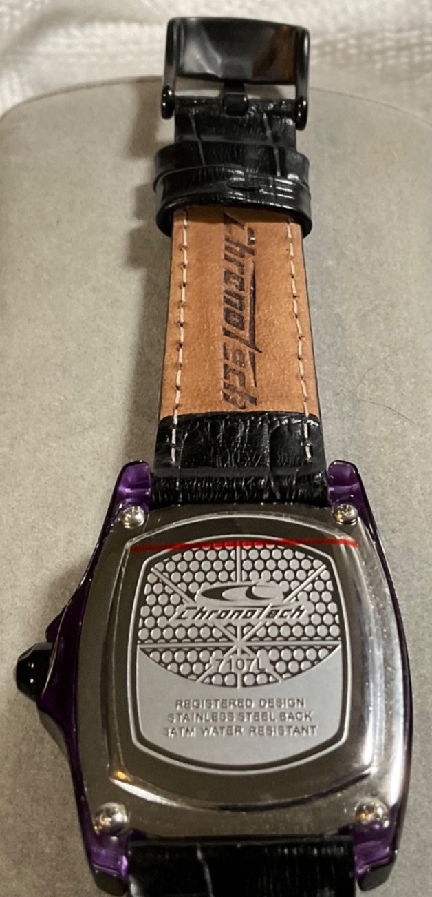 ChronoTech PRISMA WOMENS WATCH 34mm Date Leather 7107L NEW BATTERY Subtle Glitz!