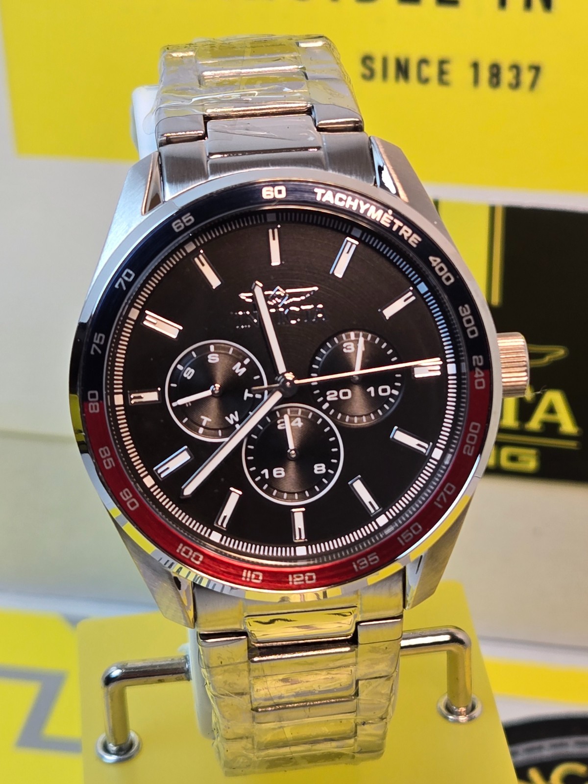 Invicta Specialty Briar Men’s Watch 42mm Steel w/ Blue & Red Bezel & Black Dial