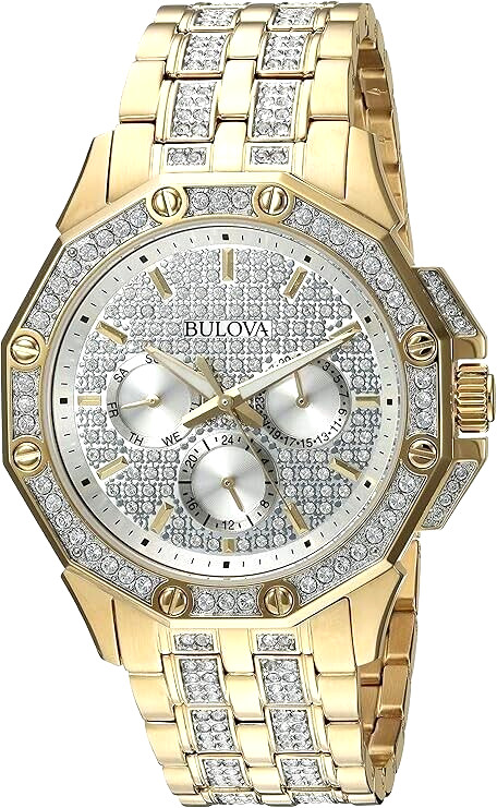 Bulova Octava 98C126 Crystal Collection Chronograph Steel Gold Tone Men’s Watch