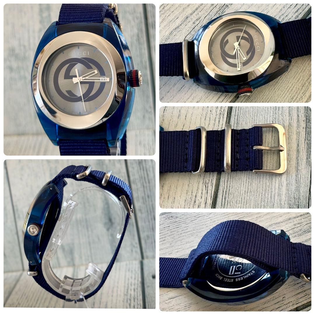 GUCCI 137.1 SYNC Blue Dial Quartz Working New Battery Womens Luxury Authentic
