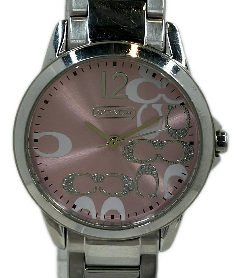 [A2R] 1 until 14th 23 59 Used Coach Quartz Watch Pink [w3t]