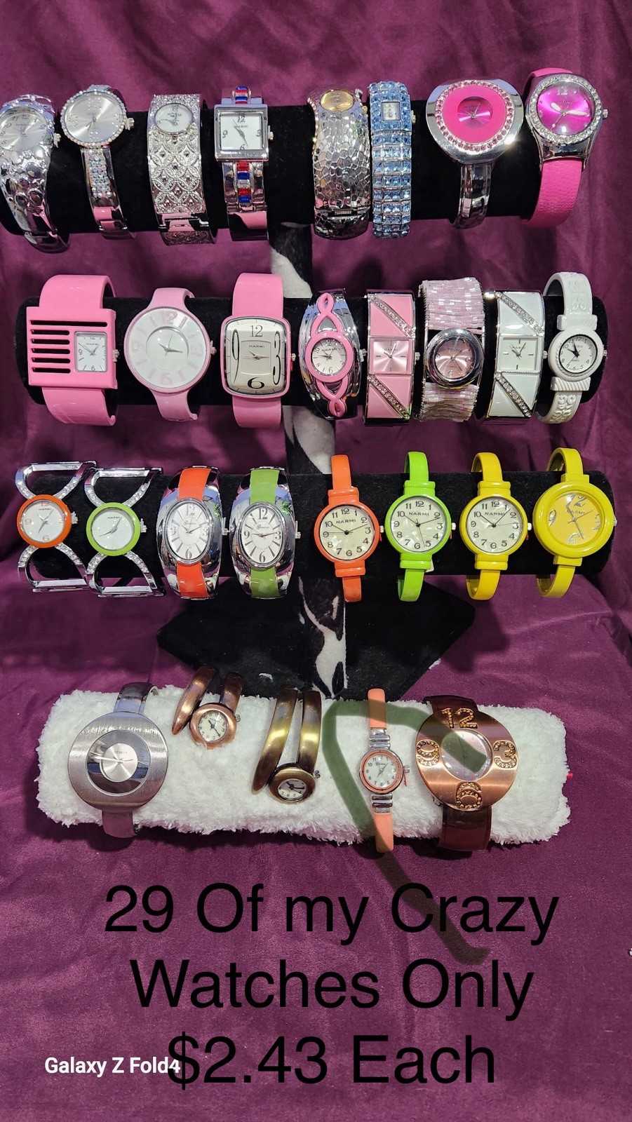 29 Of My Pink And Crazy Colorful Watches Only $1.63 Each Free Shipping