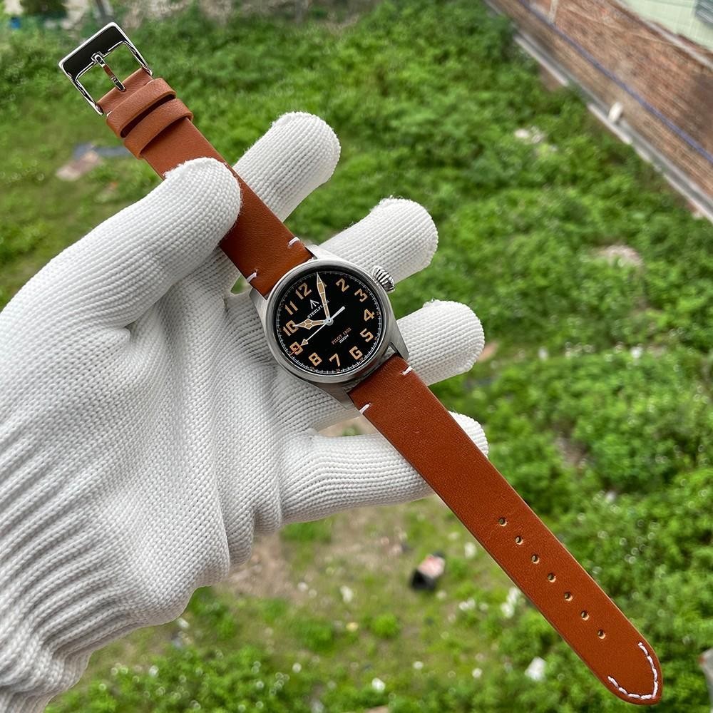 39MM STEELFLIER Pilot Quartz Diver Watch Men’s Leather Waterproof Luminous NEW