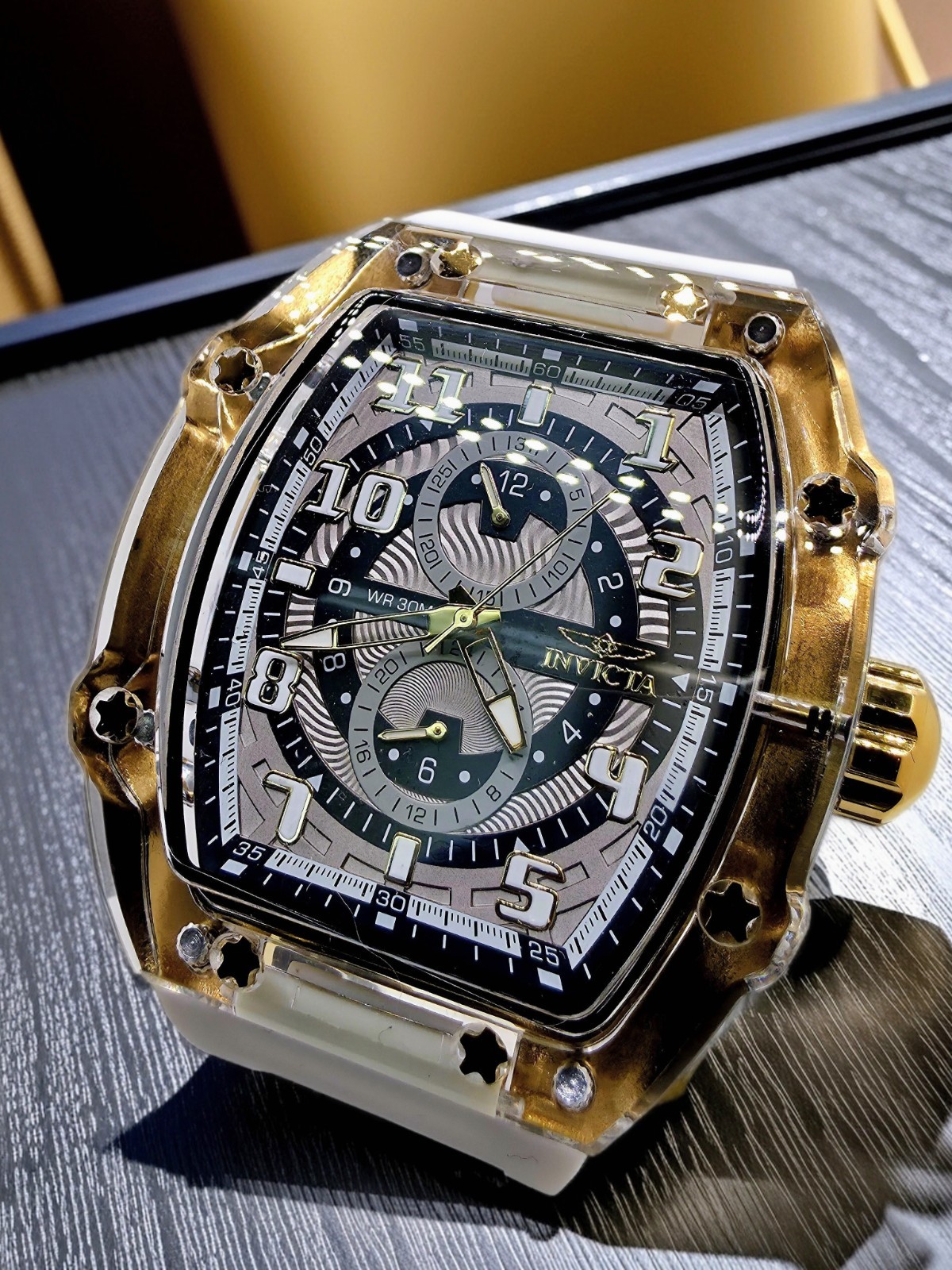 🔥🔥🔥Invicta Racing Cyclone men 48.5mm White gold🔥🔥🔥