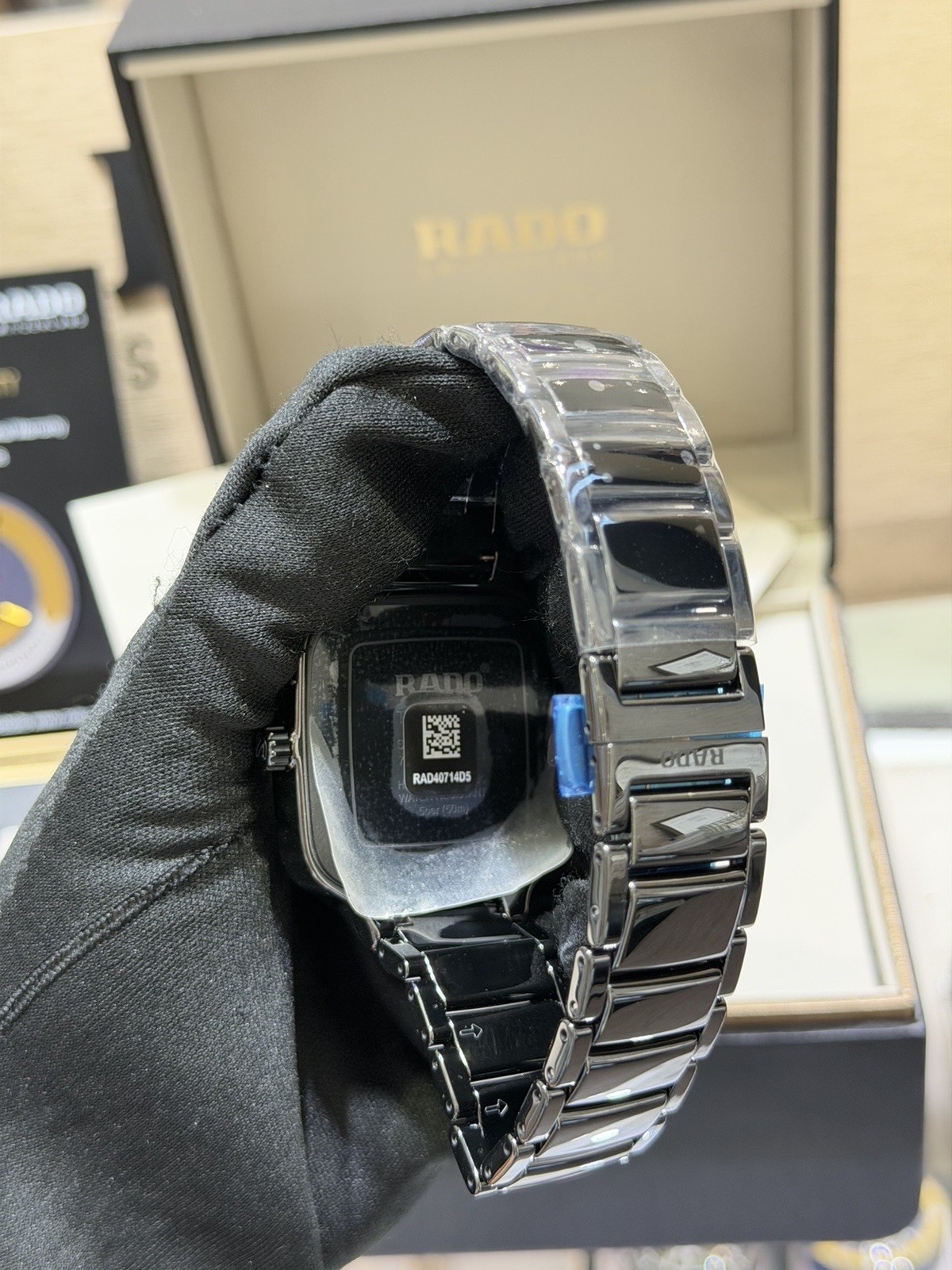 New Rado True Square Automatic High Tech Ceramic Black Dial Mens Watch R27078172