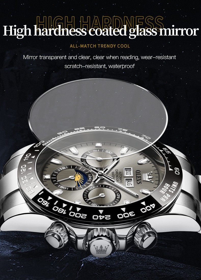 Automatic Mechanical Waterproof Watch Moon Phase Luxury Dial Men’s Men Strap