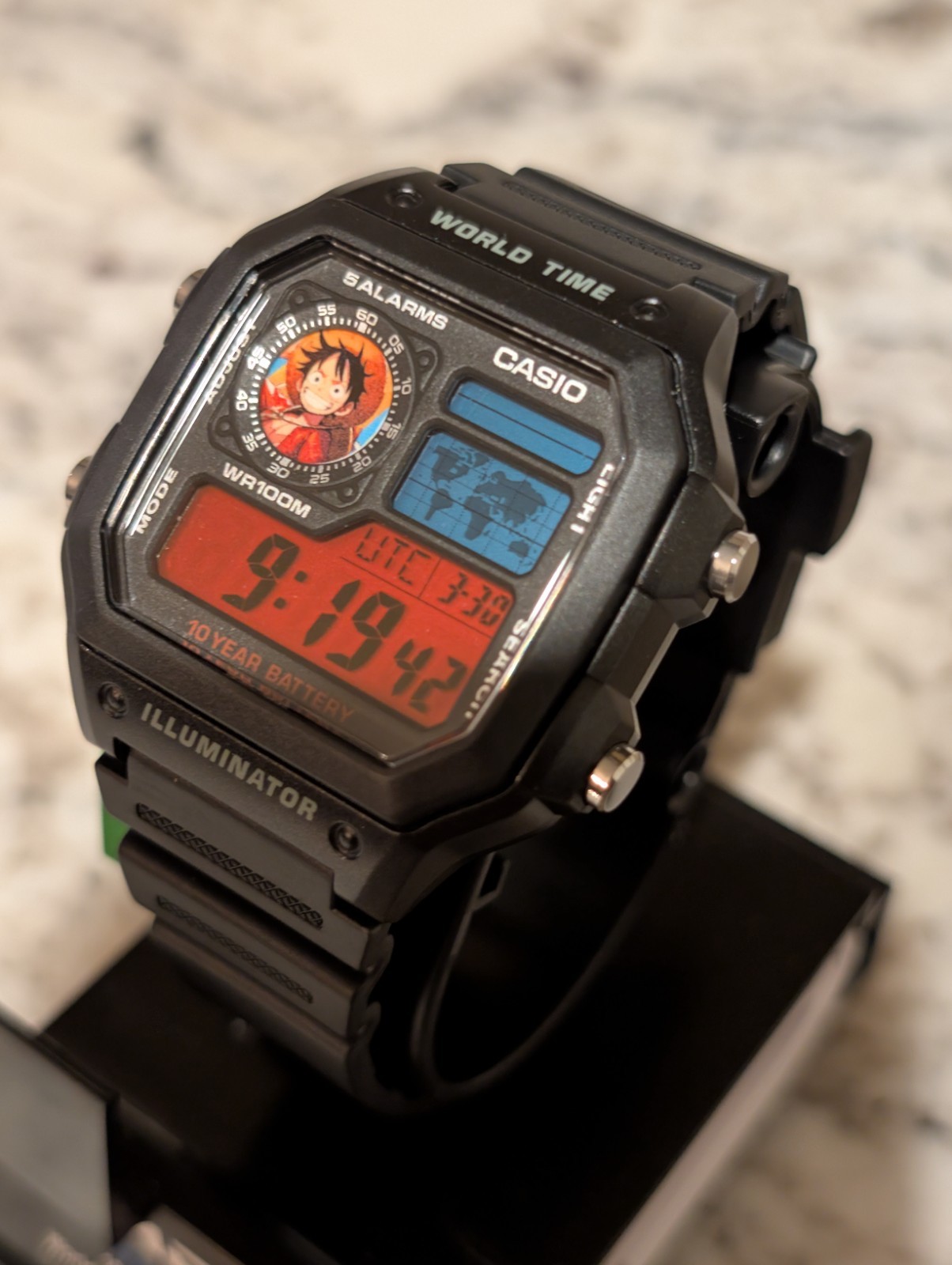 Luffy Mod Custom Casio AE1200 Black watch Mod Cartoon Anime one Piece
