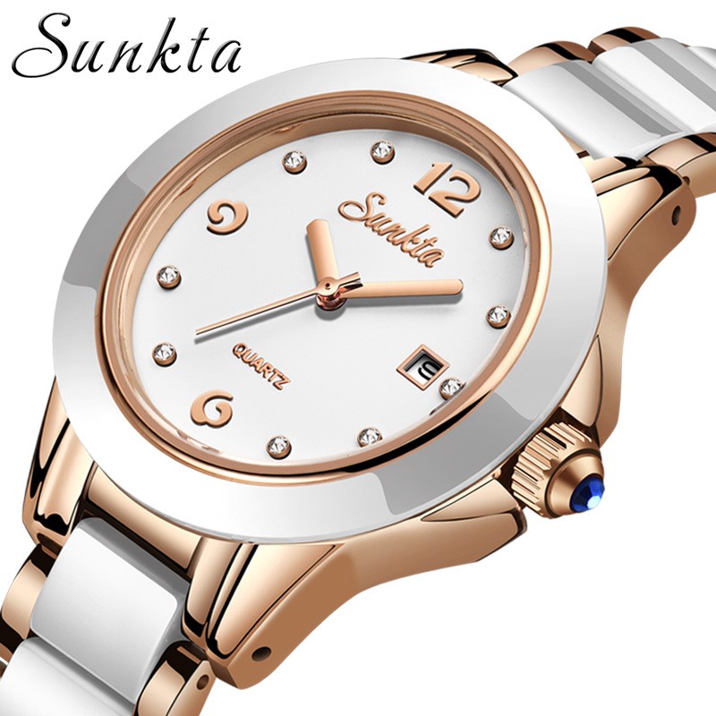 Sunkta Fashion Women’s Watch Rose Gold Women’s Watch Creative Waterproof Quartz