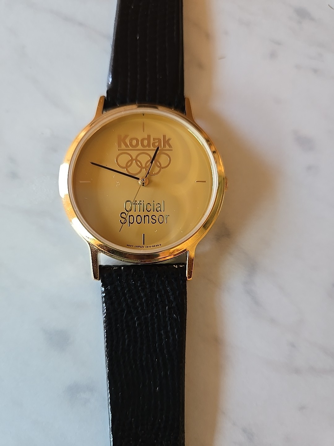VTG Kodak Olympic Official Sponsor Watch Leather Band Water Resistant Sz 6.5-7