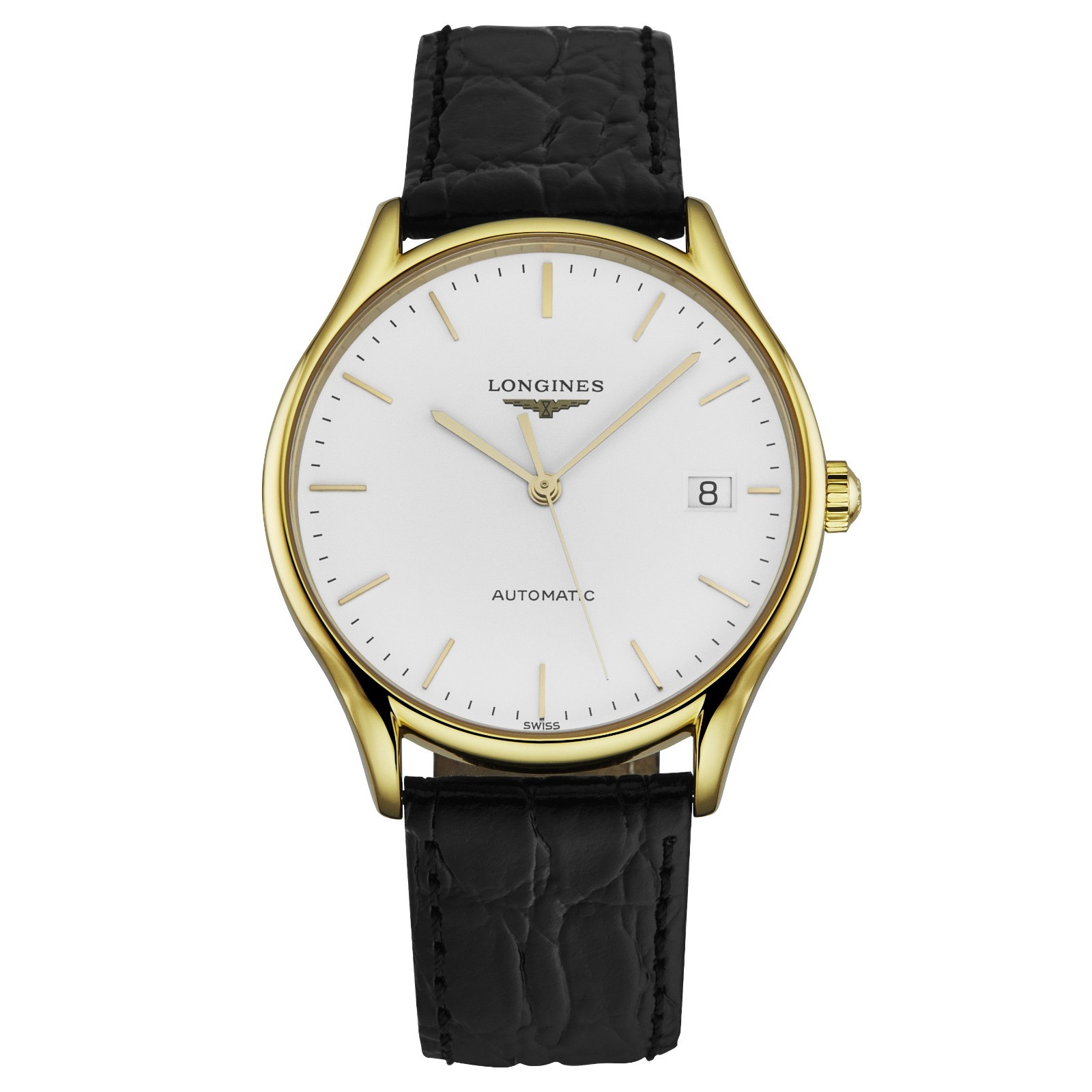 Longines Women’s ‘Lyre’ White Dial Leather Strap Automatic Watch L4.860.2.12.2