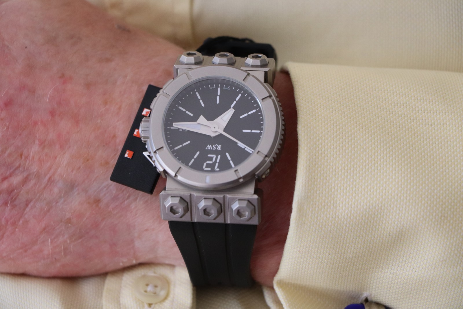RSW 7125-SX-3 Swiss Automatic Watch – 42mm, Sapphire Crystal, Black Dial, Rub…