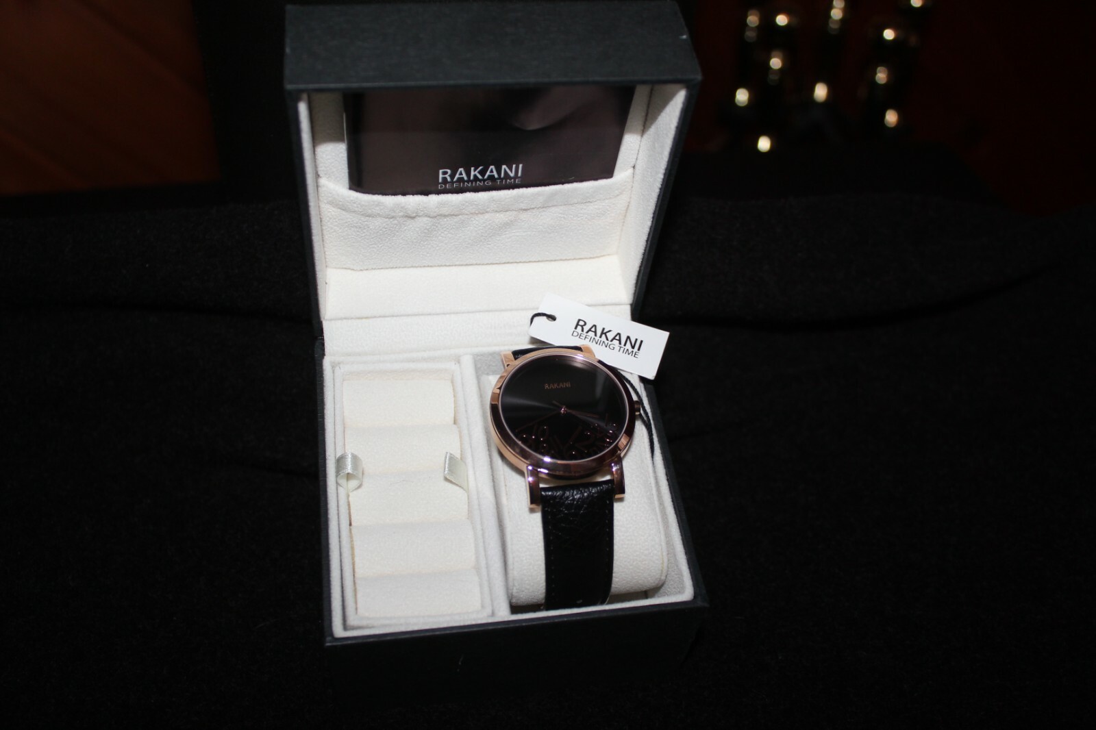 Rakani Rose Gold Watch, What time with hour marks layiing on bottom of face .
