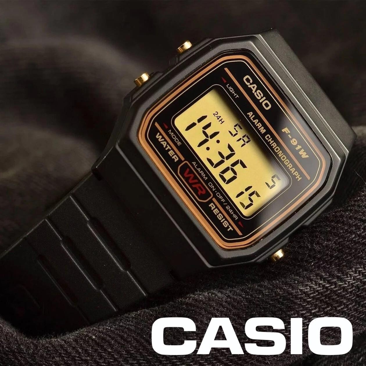 NEW Casio F-91W Black & Gold Digital Watch F-91WG-9QJH JDM