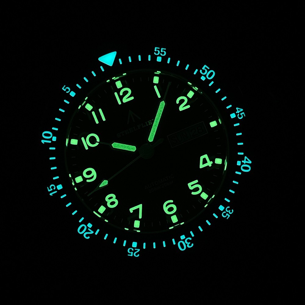 Steeldive Steelflier SF787, Pilot, NH36, Sapphire, Lume, Diver, Diving, Rubber