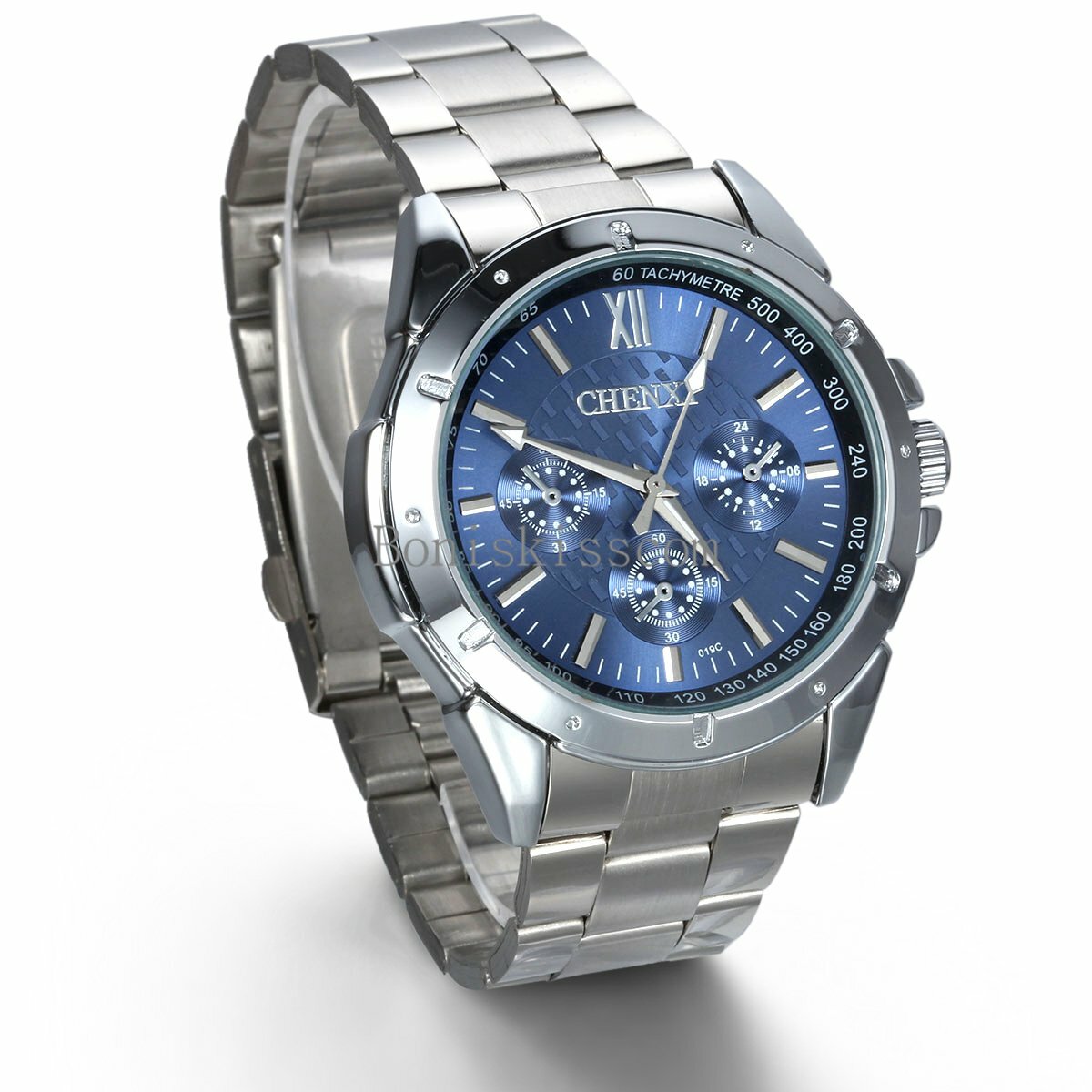 Men’s Casual Stainless Steel Band Quartz Analog Round Wrist Watch Valentine Gift