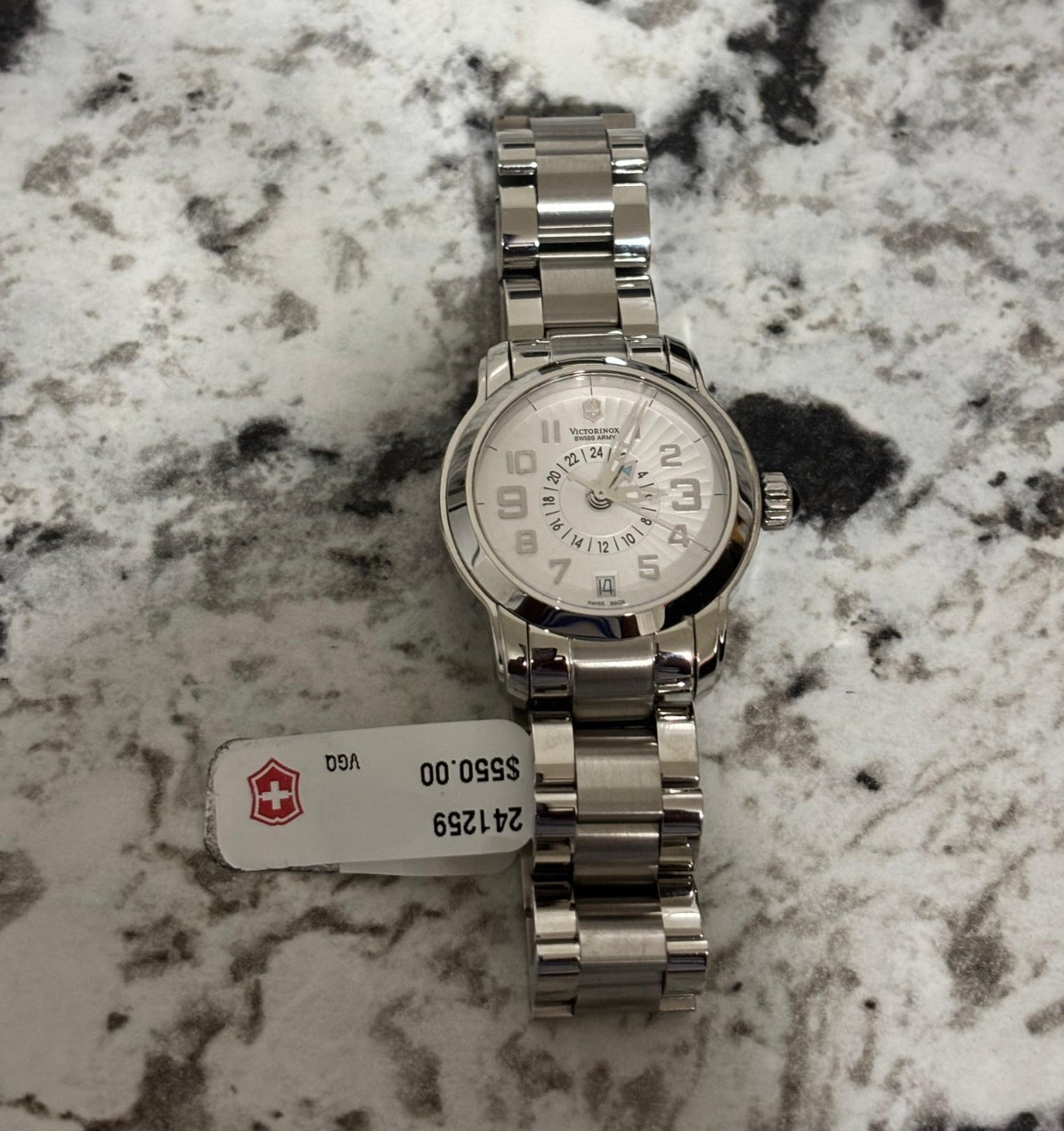 Victorinox Swiss Army Women Quartz Analog Date White Dial SS Bracelet w/ Box