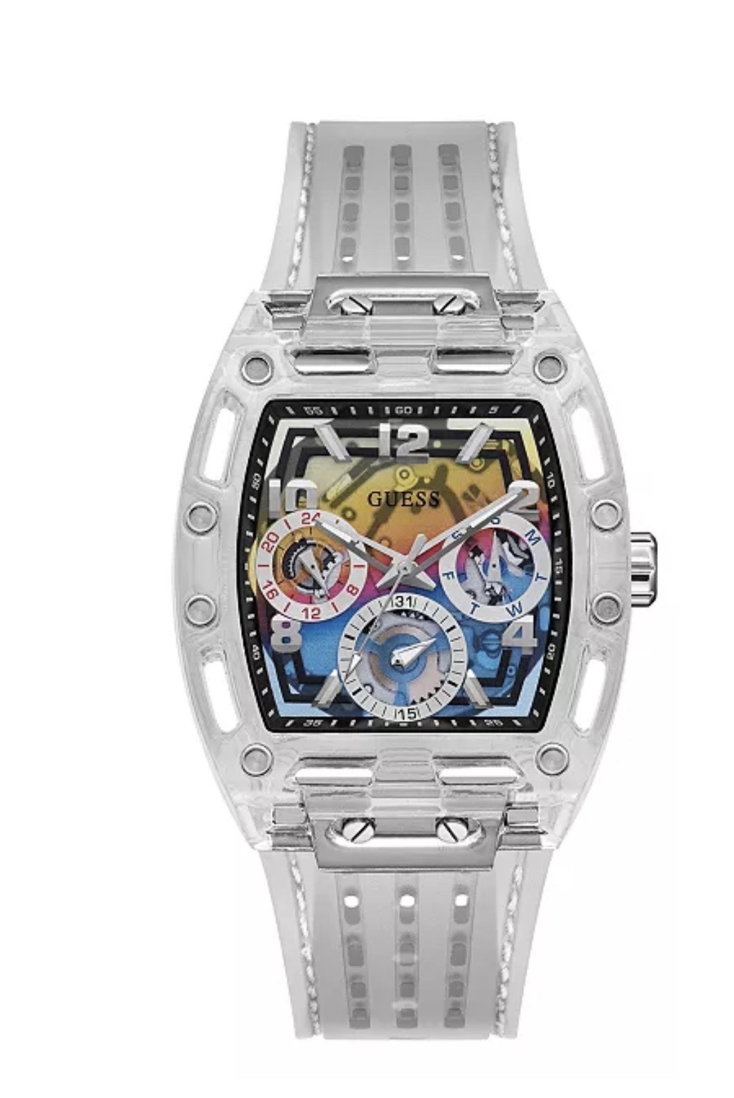 GUESS Phoenix Clear case silicone mans watch new in box