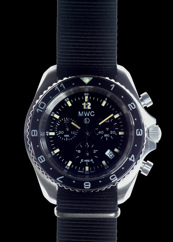 MWC Stainless Steel Military Pilots Chronograph | Sapphire Crystal | Swiss Ronda