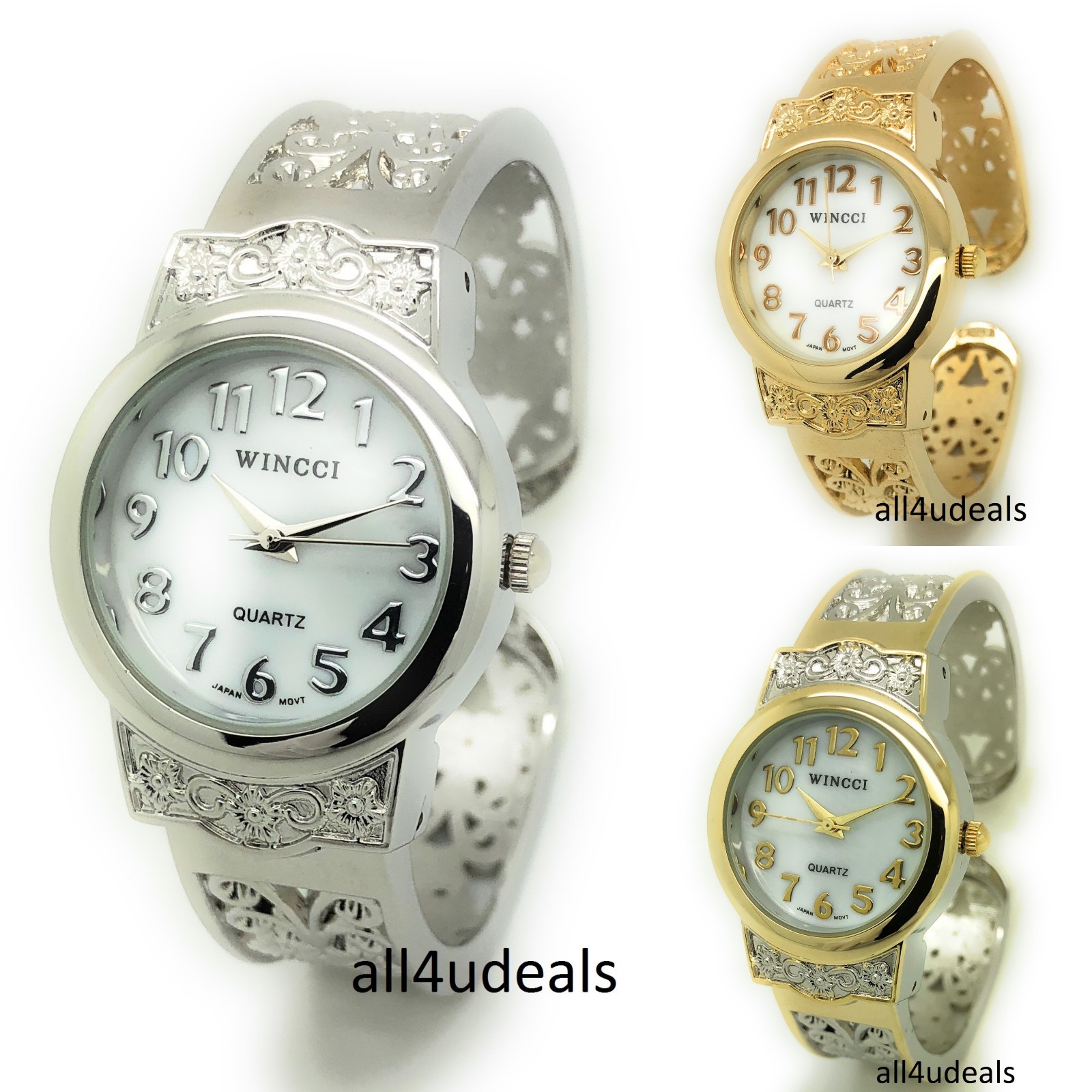 Ladies Elegant Metal Bangle Cuff Fashion Watch Pearl Dial Wincci WB9