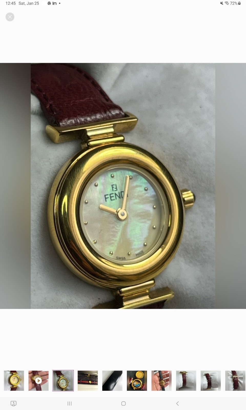 FENDI Vintage Ladies Wristwatch Gold w Mother of Pearl Swiss Quartz Analog 320L