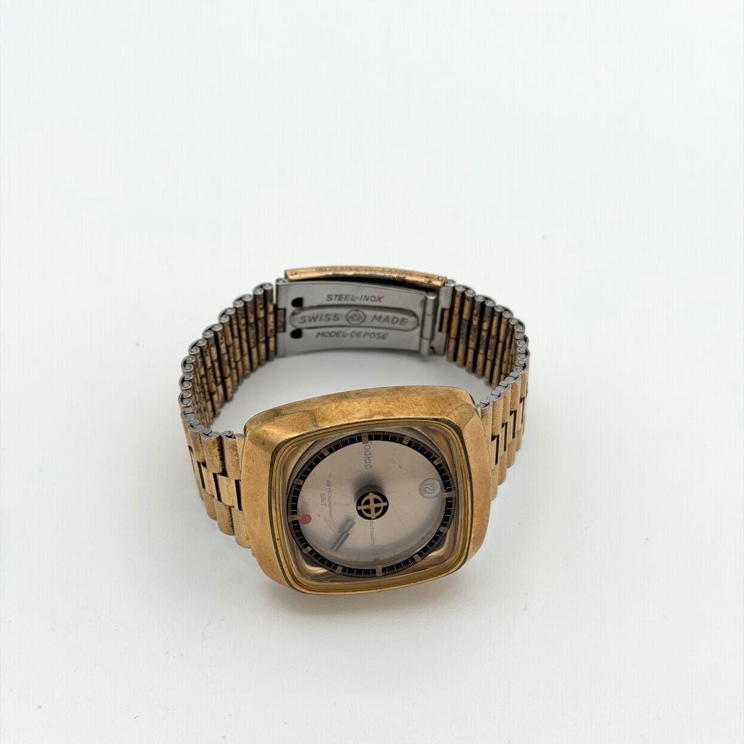 Zodiac Astrographic Automatic Boys Watch Gold Dial GP/SS Vintage For Parts