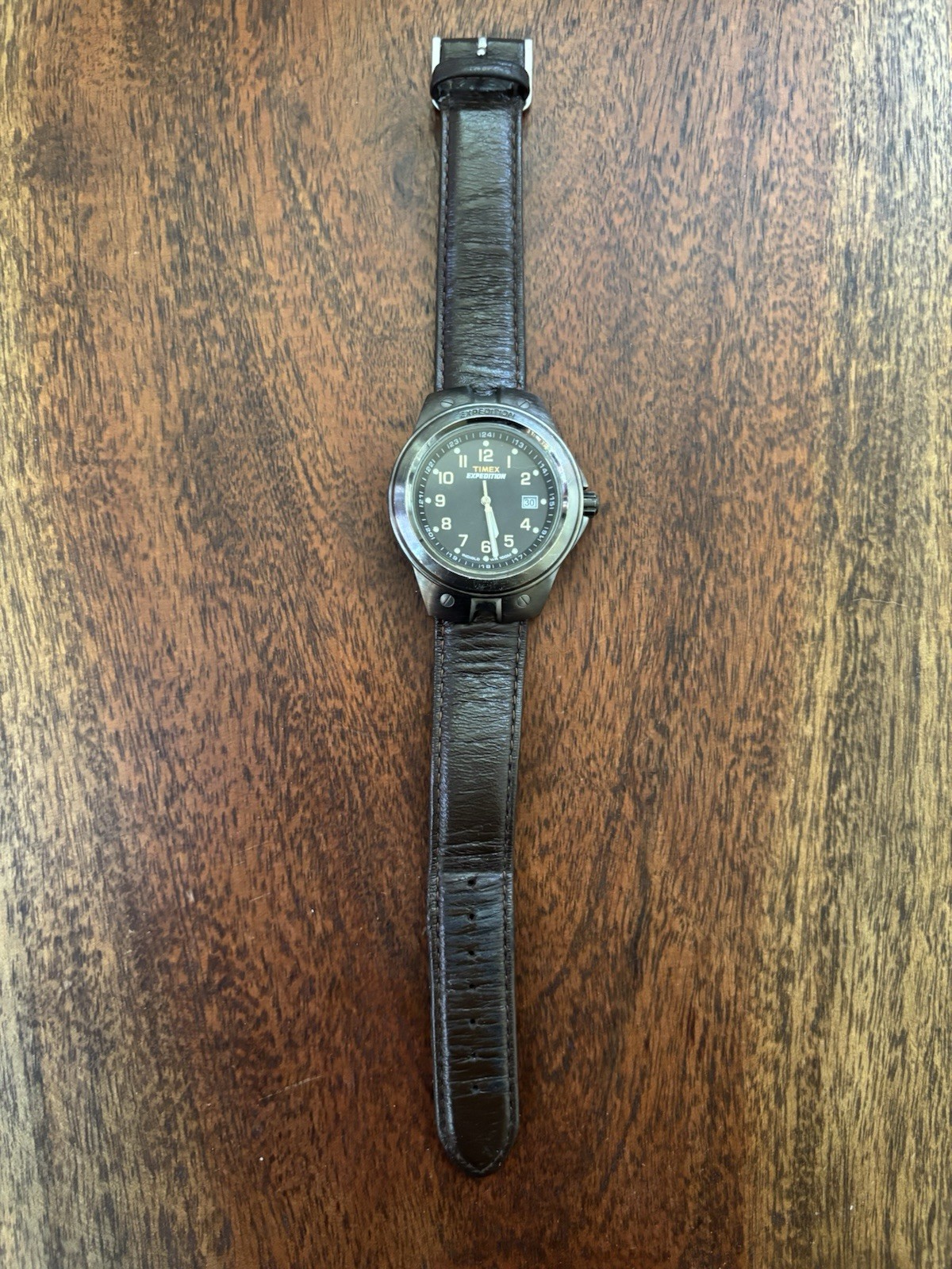 Timex Expedition Quartz 40mm Analog Black Dial Date Brown Leather Strap 100m