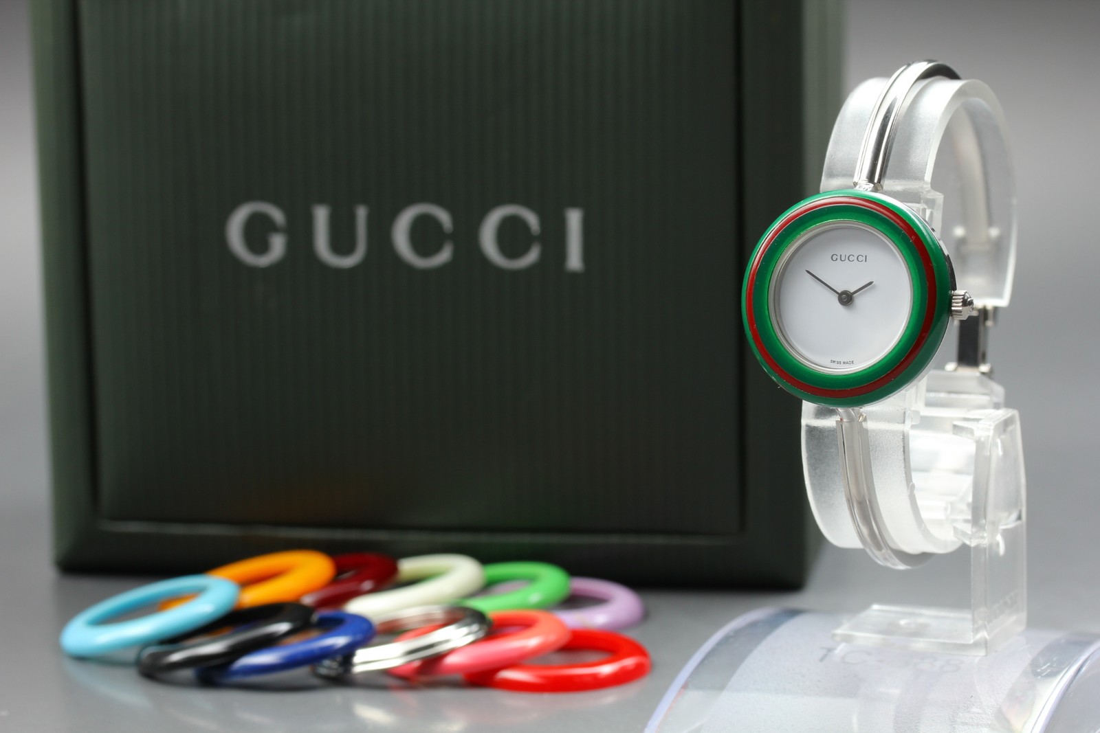 [w/Box] GUCCI Change Bezel 11/12.2L 12 Colors Qz Watch ( About 16.4-16.9cm band)