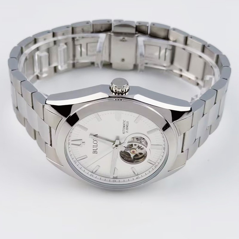Bulova Classic Surveyor 96A274 Automatic Men’s Watch Silver Tone Dial 42mm