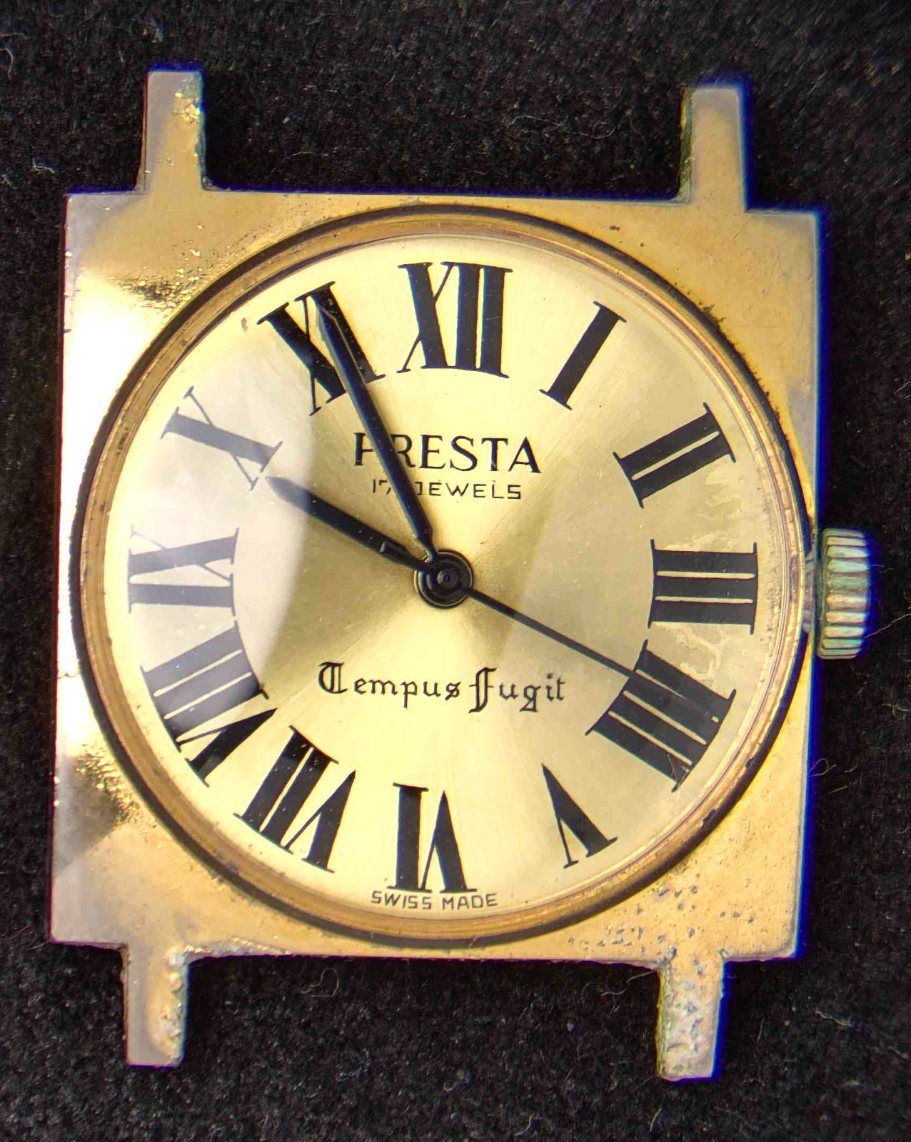 Presta Tempus Fugit Square Men’s Hand-Wind Vintage Swiss Watch — Spares/Repairs