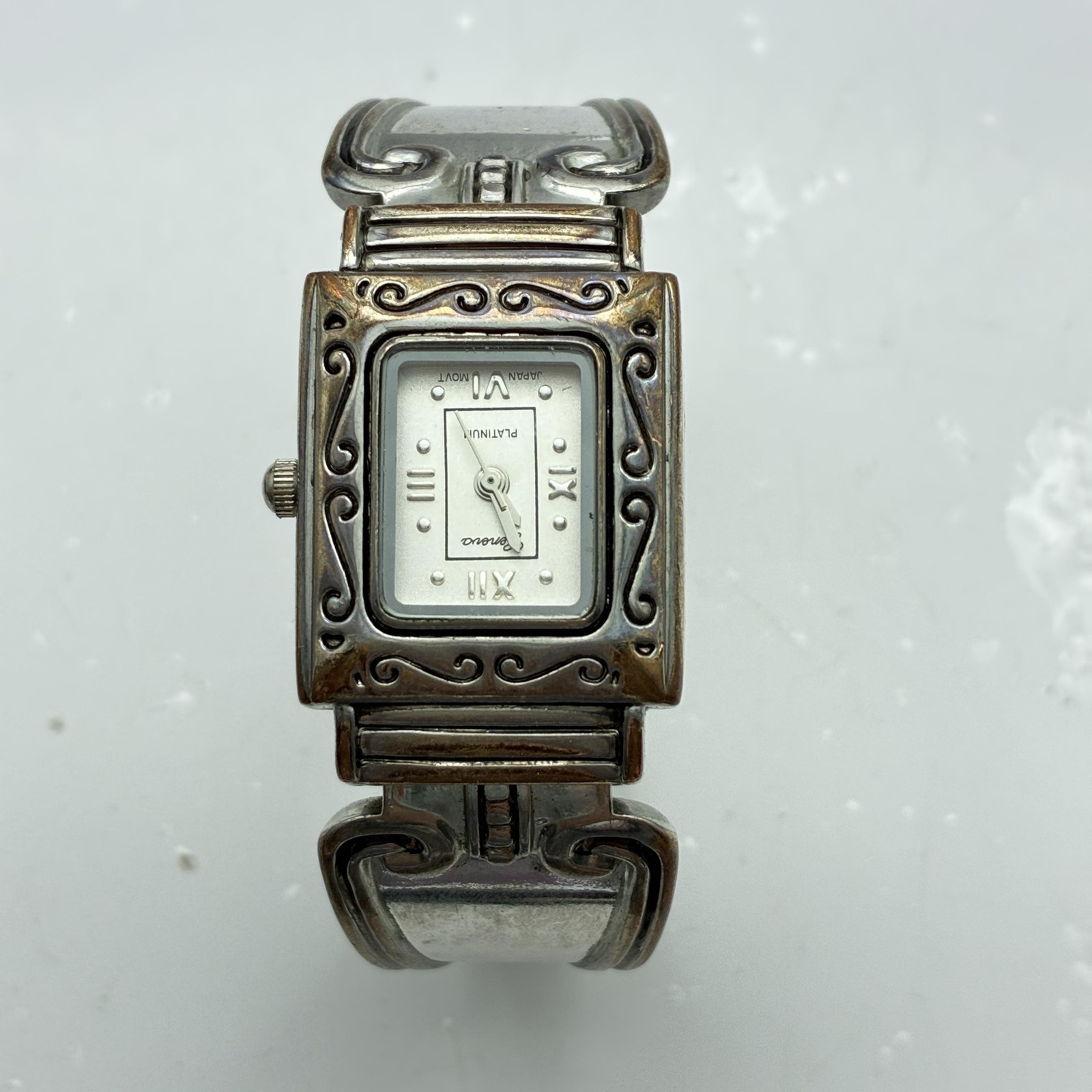 Geneva Watch Silver Dial Roman Numerals Cuff Bracelet Quartz 8090