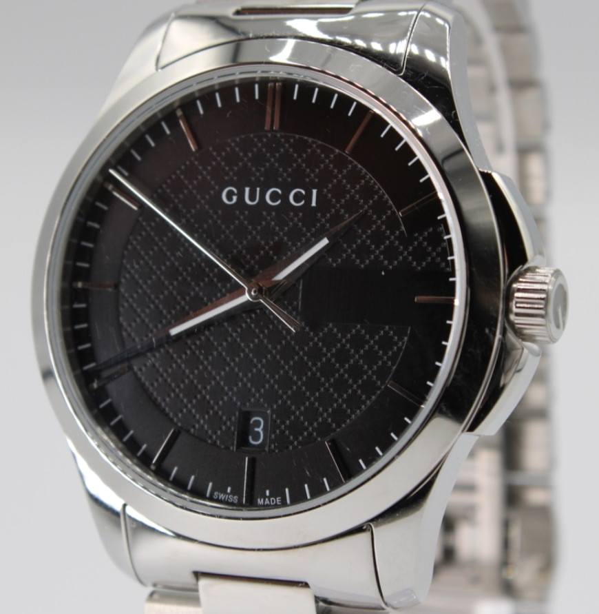 GUCCI G-Timeless Silver Stainless Steel Black Dial Men’s Watch 38mm YA126457