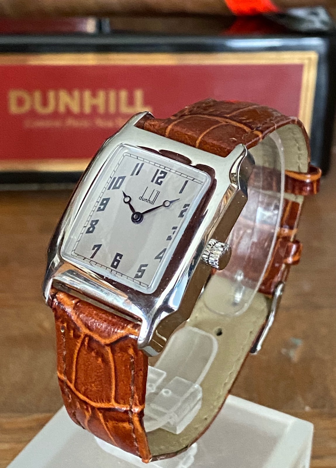 DUNHILL Men’s Rectangular by Cartier C: 1990. 28mm/39mm