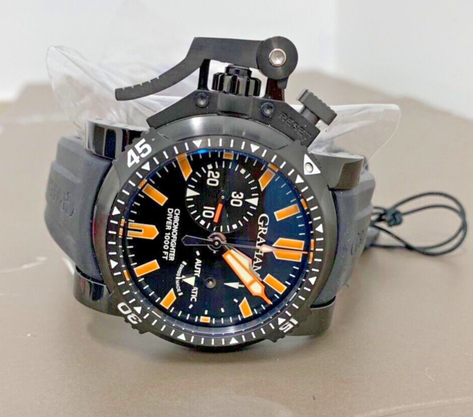 Graham Chronofighter Oversize Diver Deep Black Seal Rare NEW