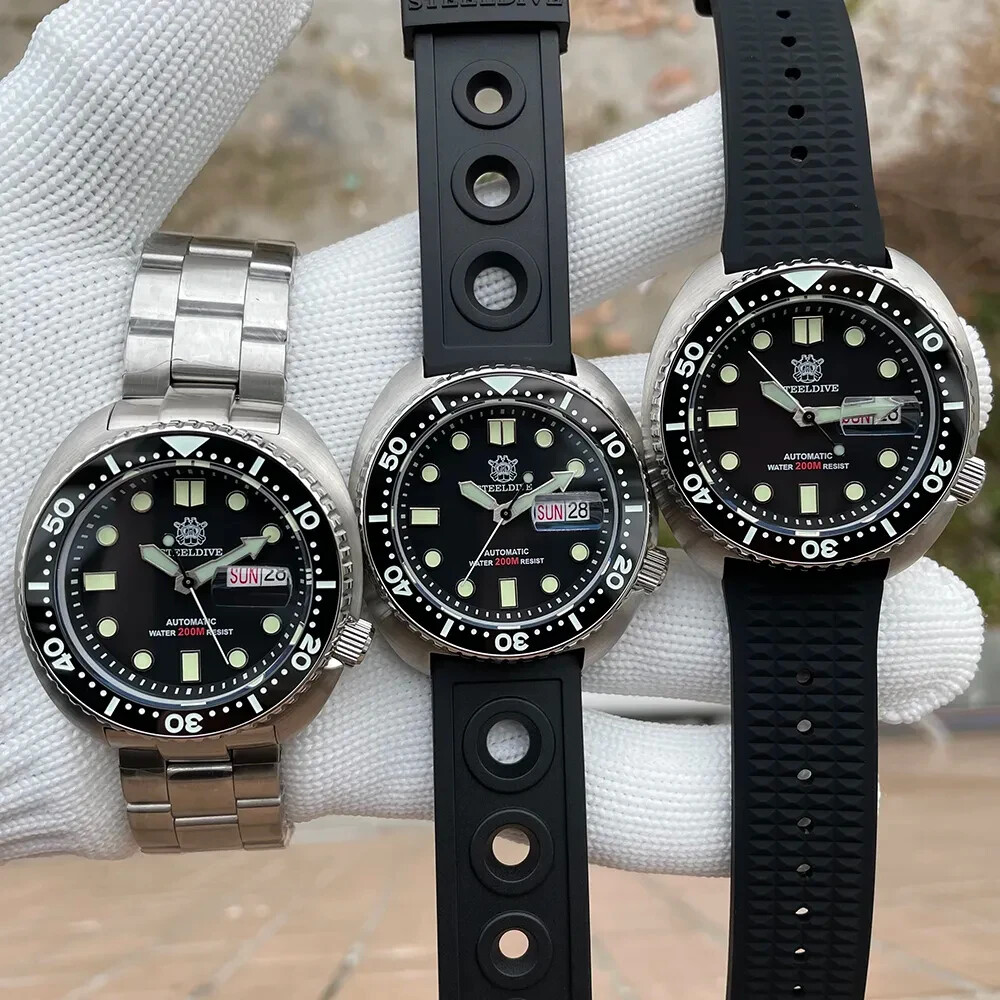 STEELDIVE SD1972 Black Dial Automatic Mov. Ceramic Bezel Mens Sport Diver WaterP