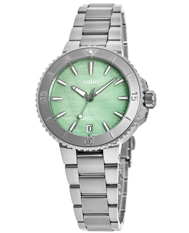 New Oris Aquis Date Green Mother of Women’s Watch 01 733 7770 4157-07 8 18 05P