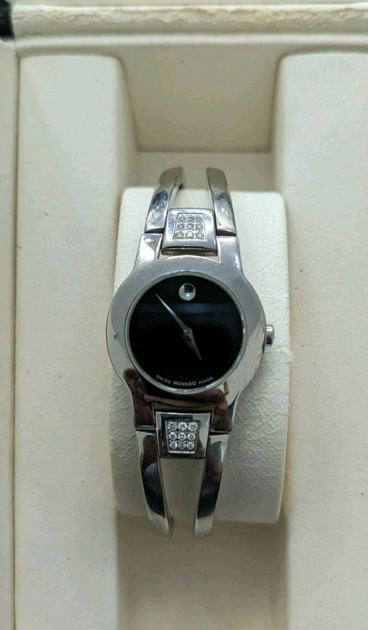 Movado Amorosa 84 E4 1842 Stainless Steel Black Museum Quartz Watch