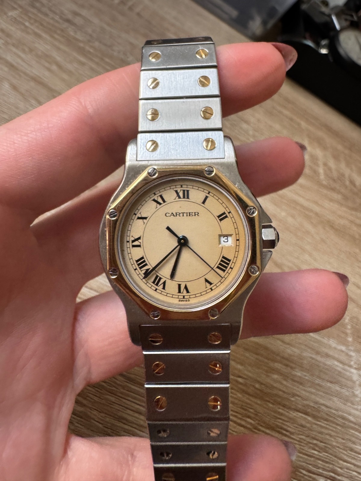 Cartier Santos 2966 Octagon circa 1990s Wirstwatch – Original dial